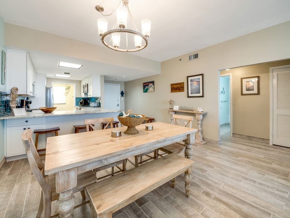dining area with Farmhouse style table and seating