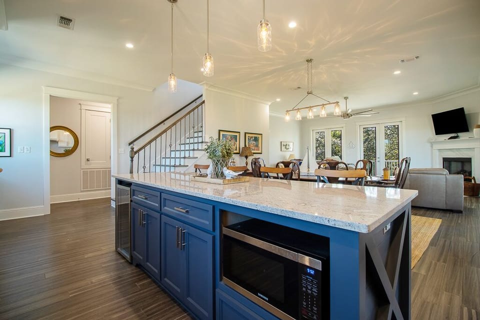Partial view of kitchen island
