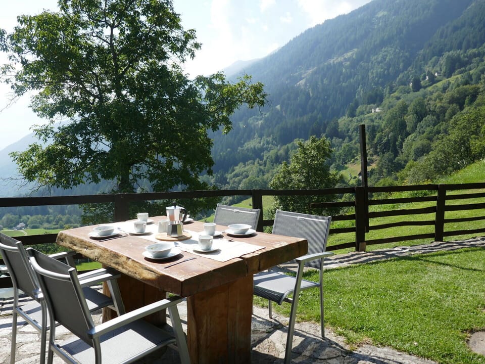 Table, Furniture, Sky, Cloud, Plant, Tree, Mountain, Outdoor Furniture, Wood, Outdoor Table