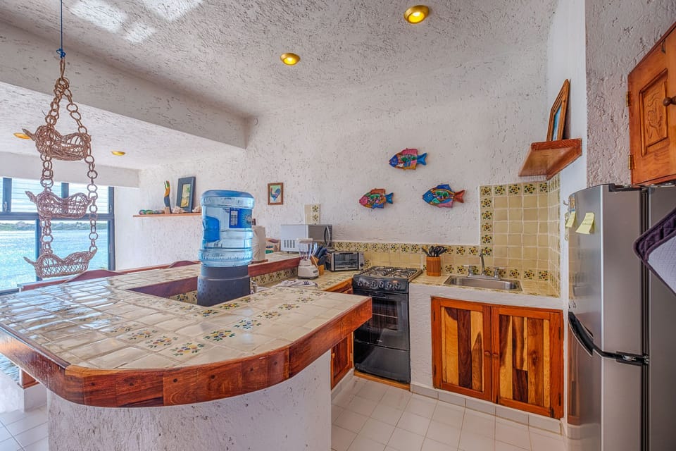 Kitchen with purified water provided - La Iguana condo 6, 1 Bedroom, Akumal Mexico vacation rental