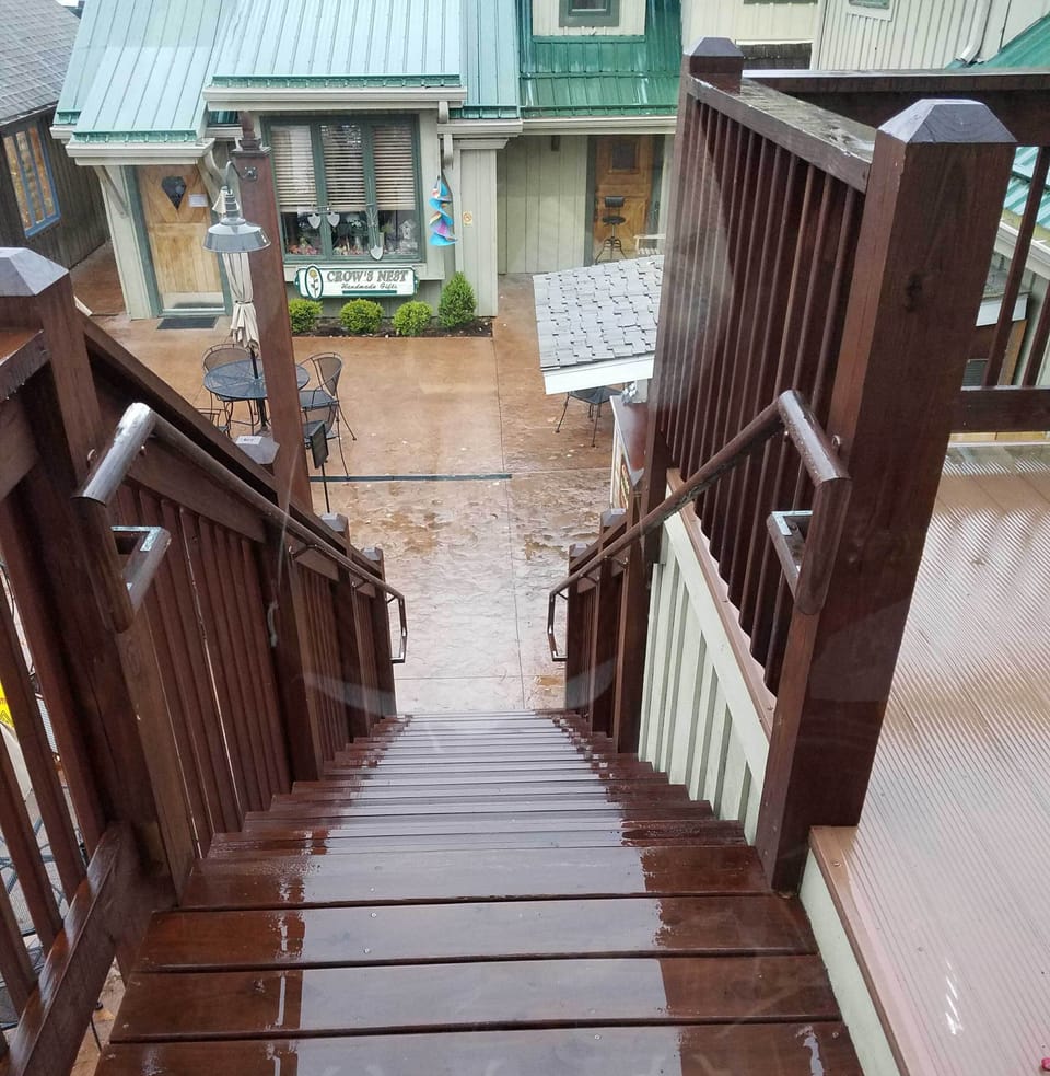 Outside stairs from front door of loft