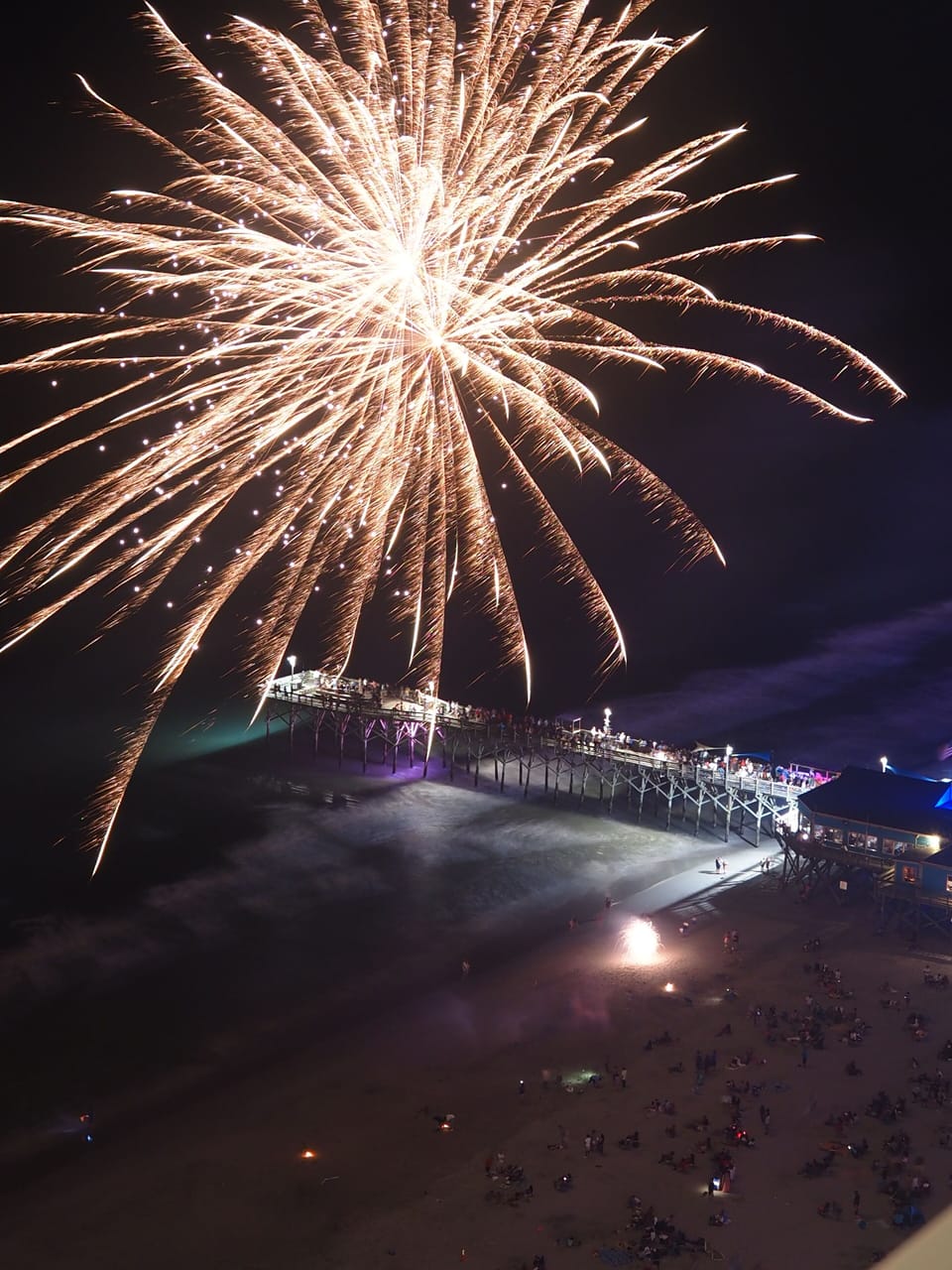 4th of July fireworks displays all along the beach.