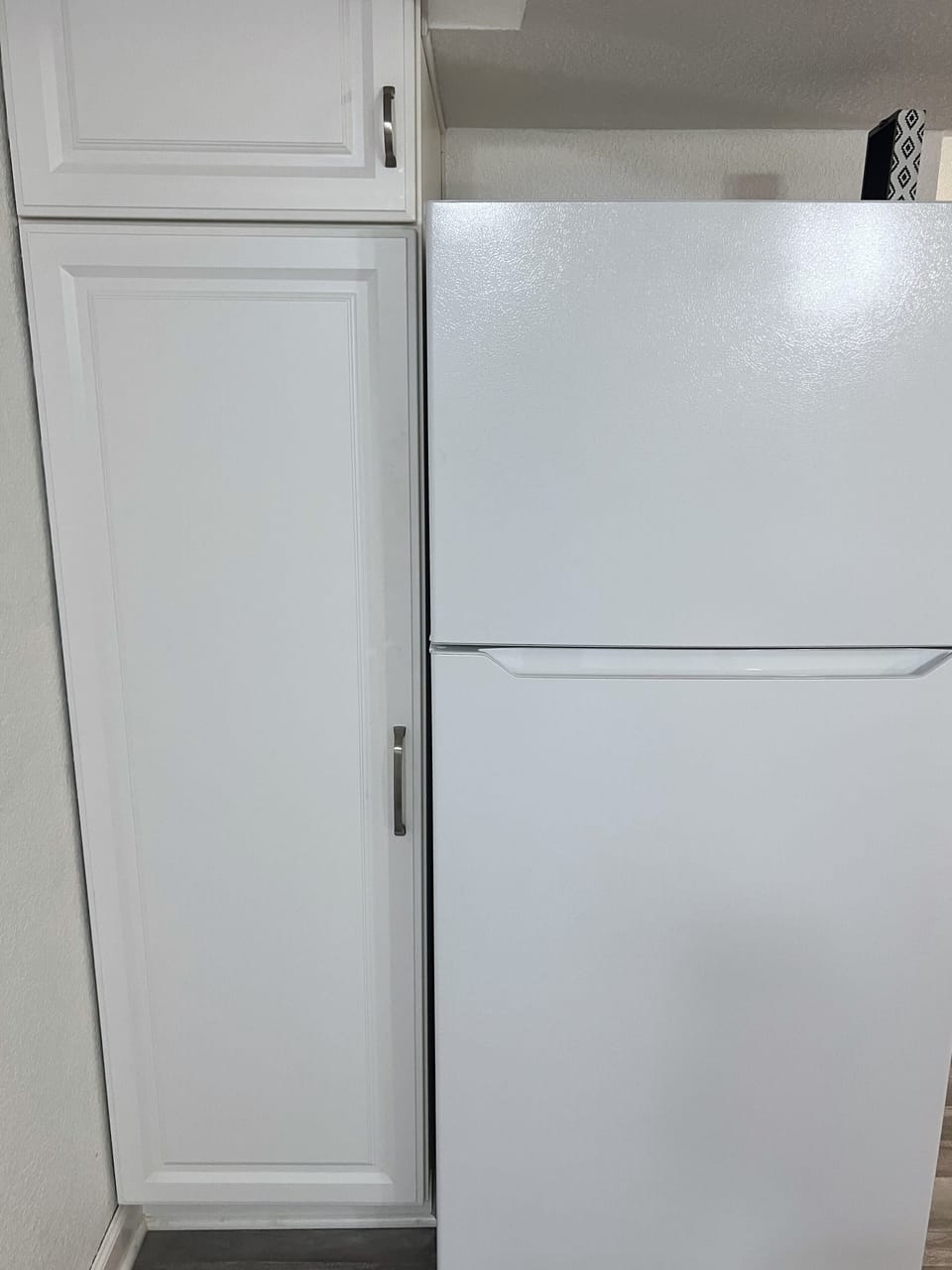 Full sized fridge/freezer and pantry for long term guest.