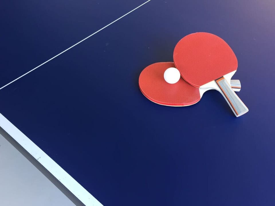 There is a ping-pong table in the covered breezeway.