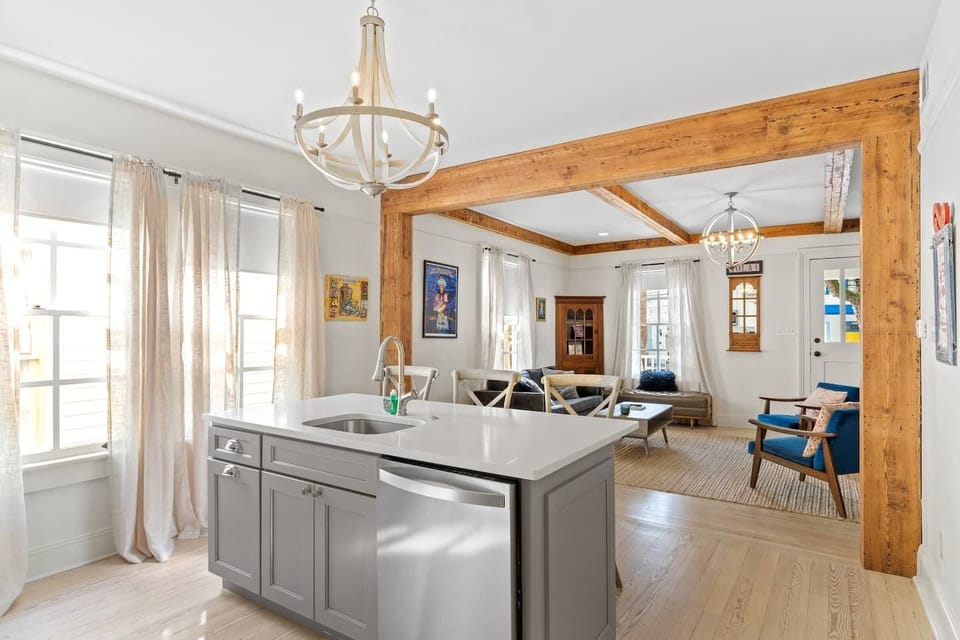 Lovely Kitchen Space featuring a sizable counter for extra dining space 