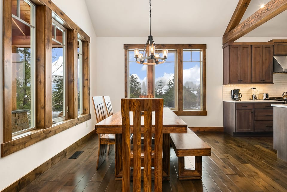 Pine Breeze: - Dining table with seating for 6.