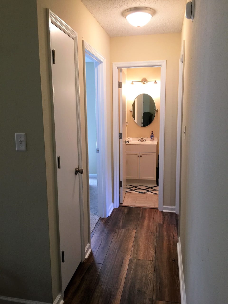 Hallway towards the bathroom and bedroom #2 and #3