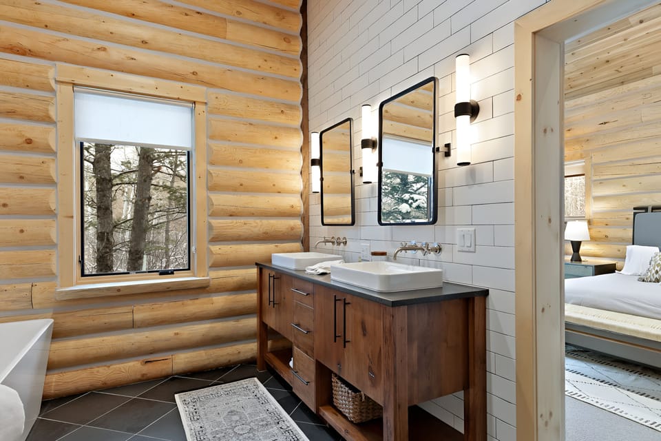Spread out at the double vanity with bright, natural light.