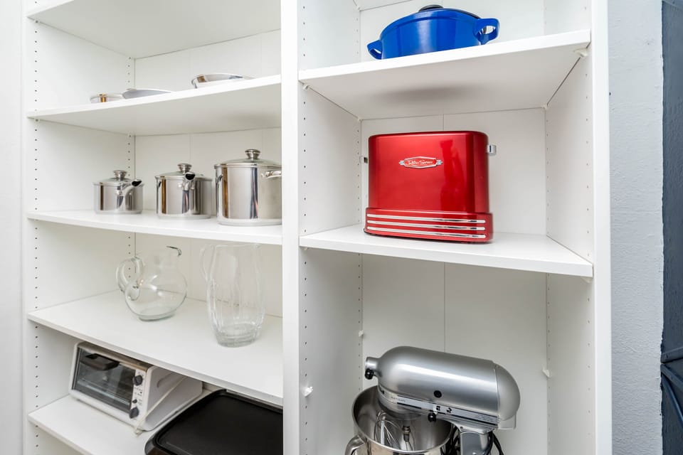 Pots, pants, toaster oven, stand mixer, dutch oven, pitchers and a blender!