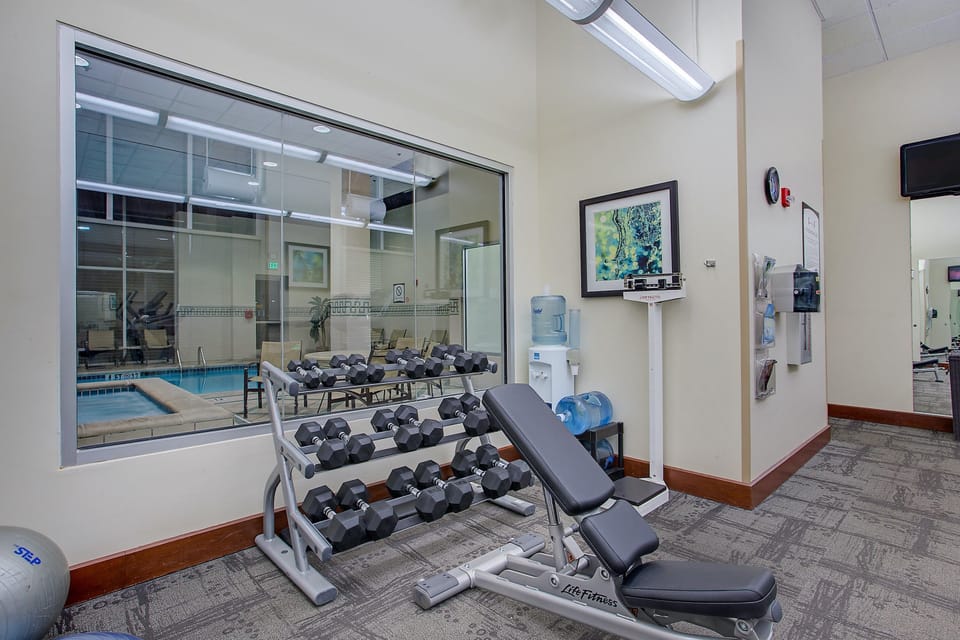 Keep up your fitness routine at the gym.