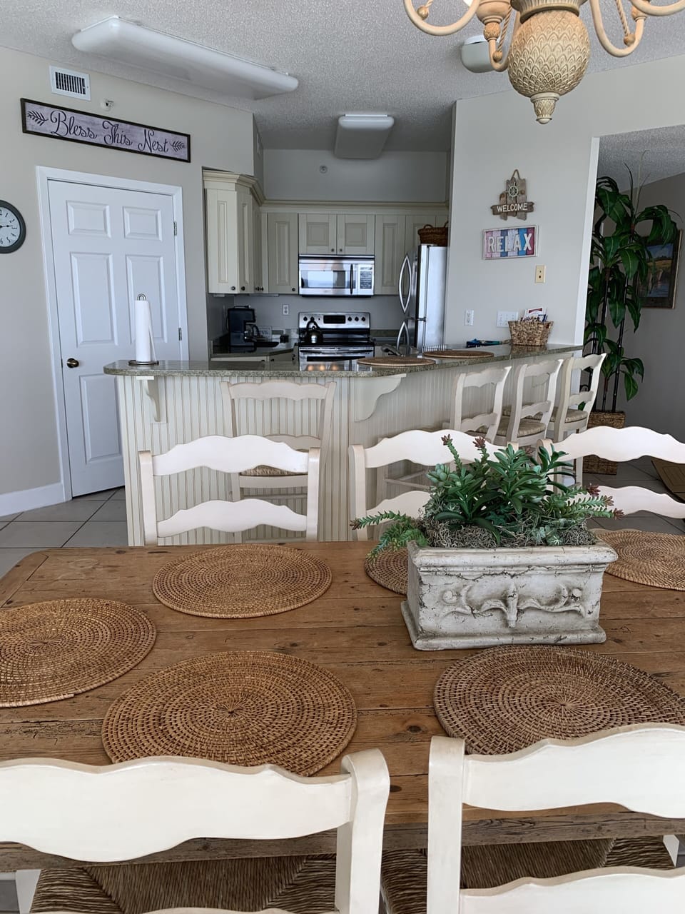 Kitchen table with seating for 8