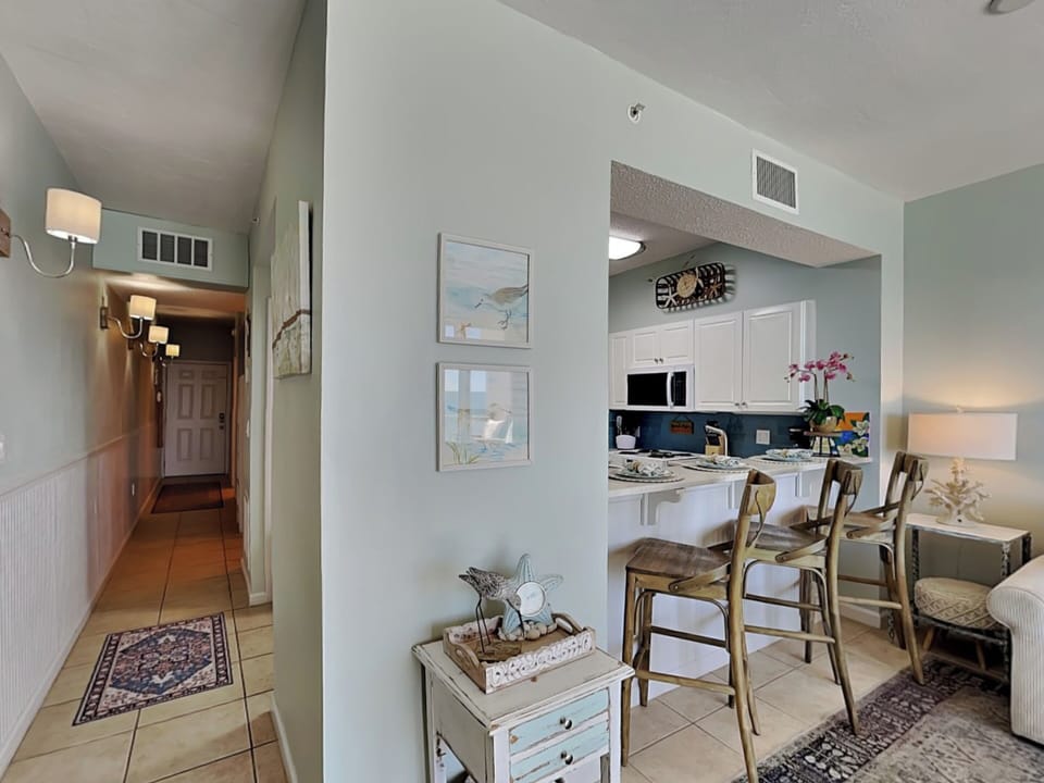 Fully Equipped Kitchen with Bar Seating for Three
