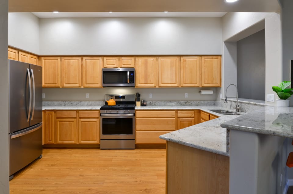 Kitchen. New granite countertops, stainless steel appliances, gas stove. 