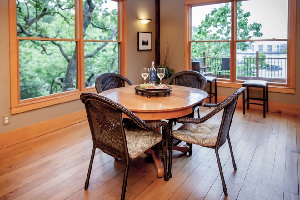 Additional seating for meals or games. Great workspace with outlets.