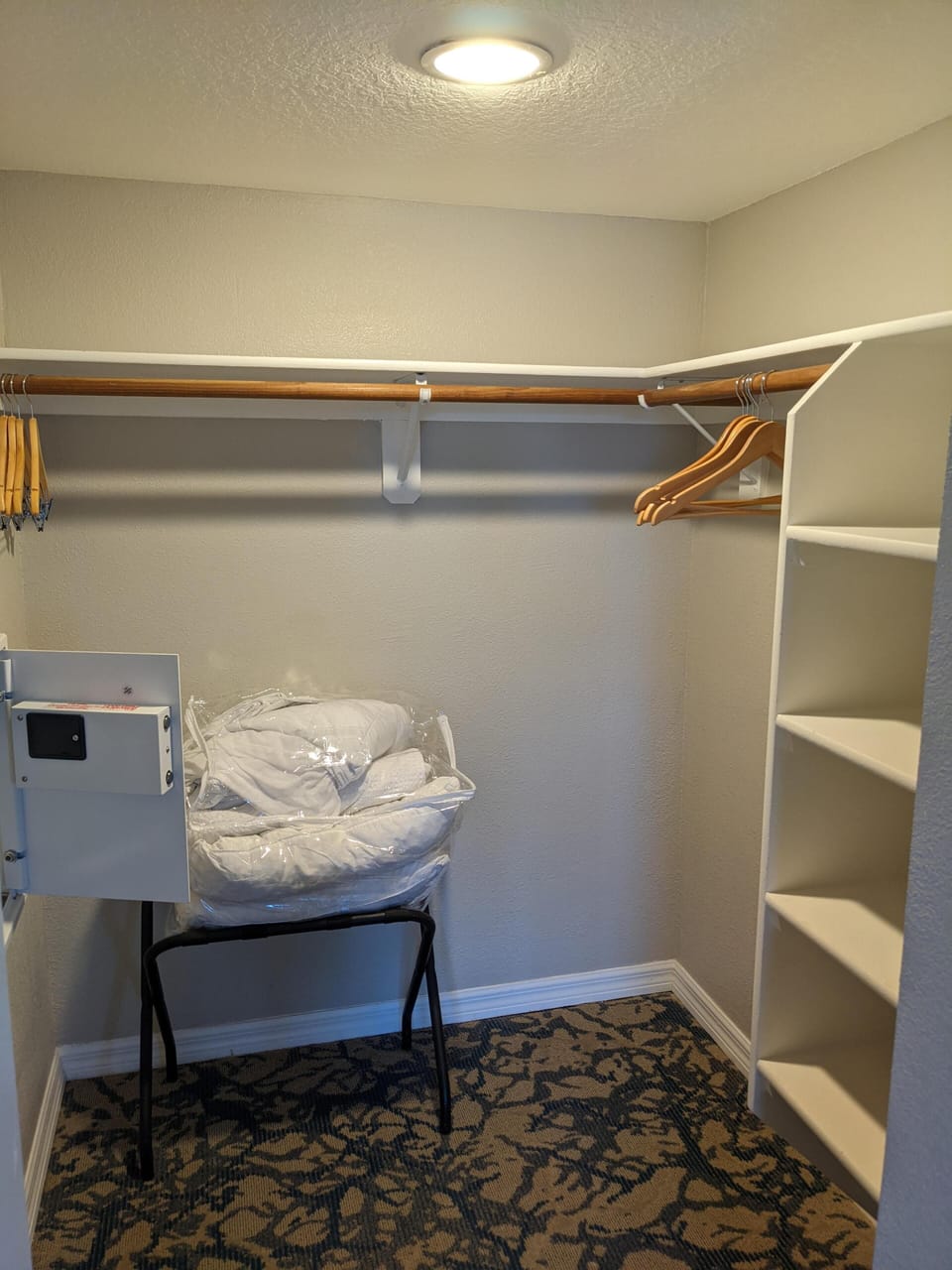 Master Bedroom walk in closet. 