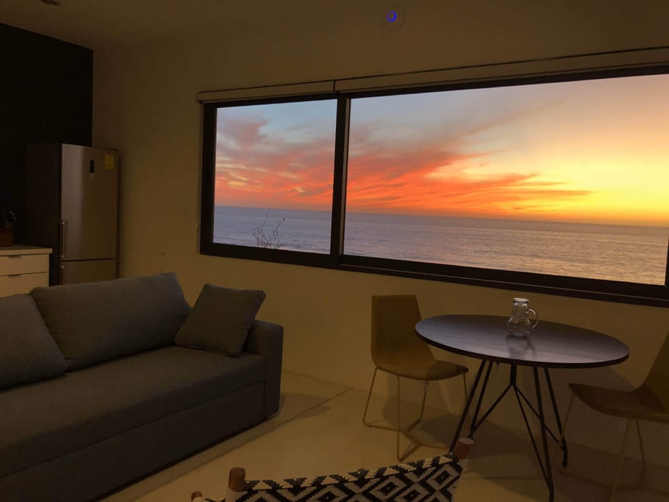 Casita suite (unedited photo: actual sunset!) w/ its own kitchenette & deck.