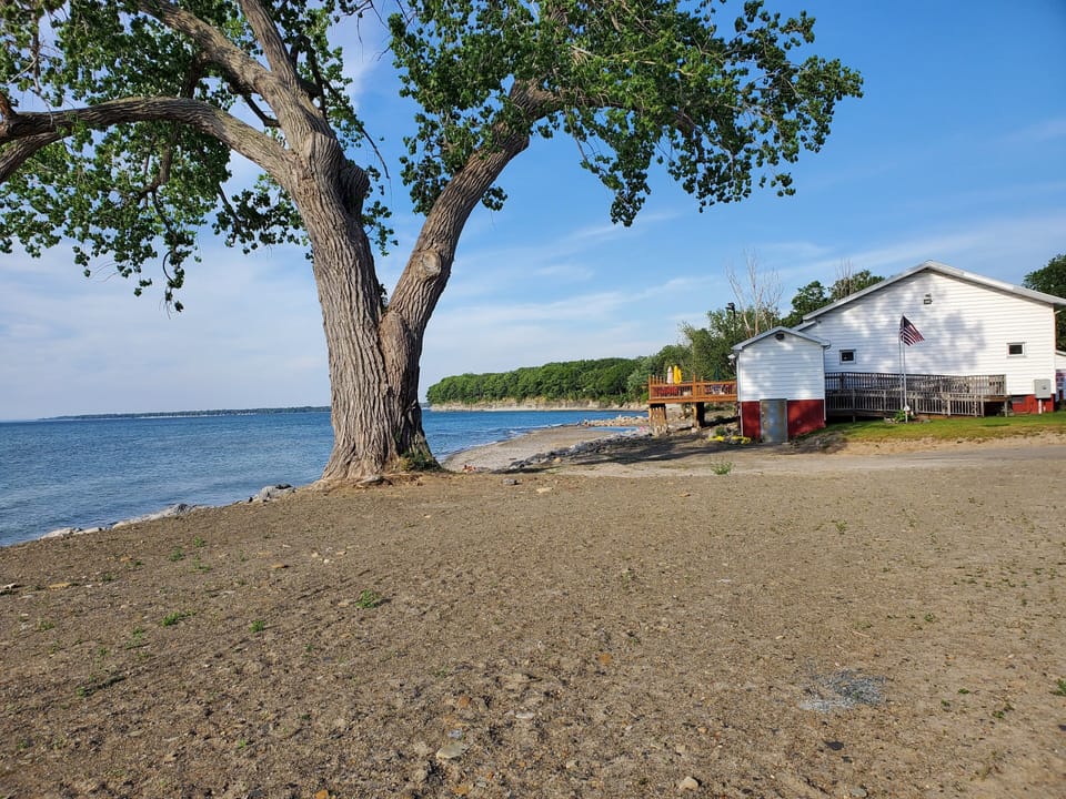 Local beach few blocks away. Water access but rocky. 
