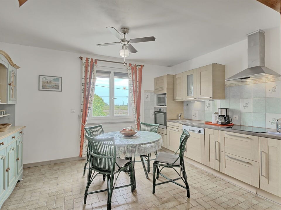 Cabinetry, Furniture, Property, Countertop, Table, White, Wood, Interior Design, Kitchen, Ceiling Fan