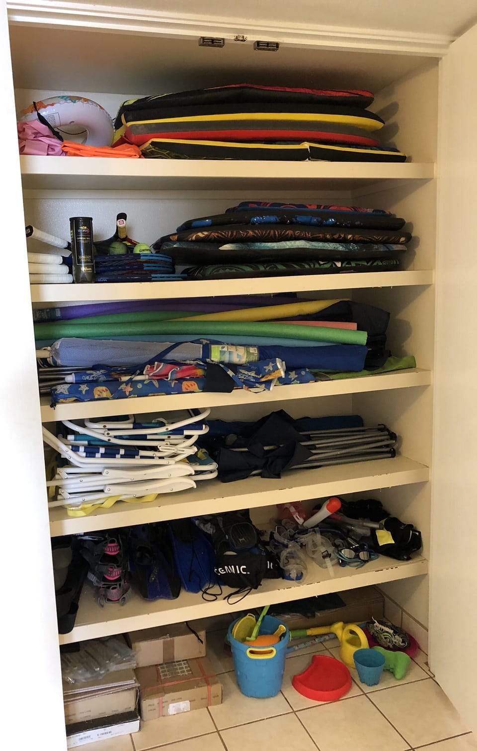 BEACH CLOSET! You are welcome to use whatever is there!  Closet contents change