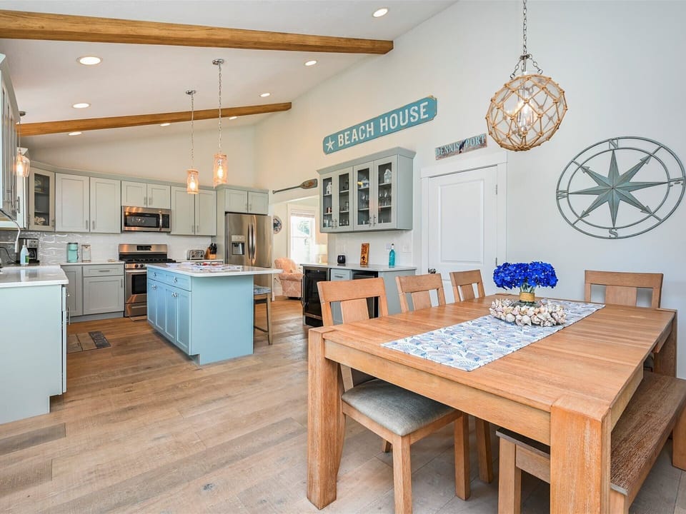 Open concept dining, gourmet kitchen and wet bar-58 Depot St, Dennisport, New England Vacation Rentals