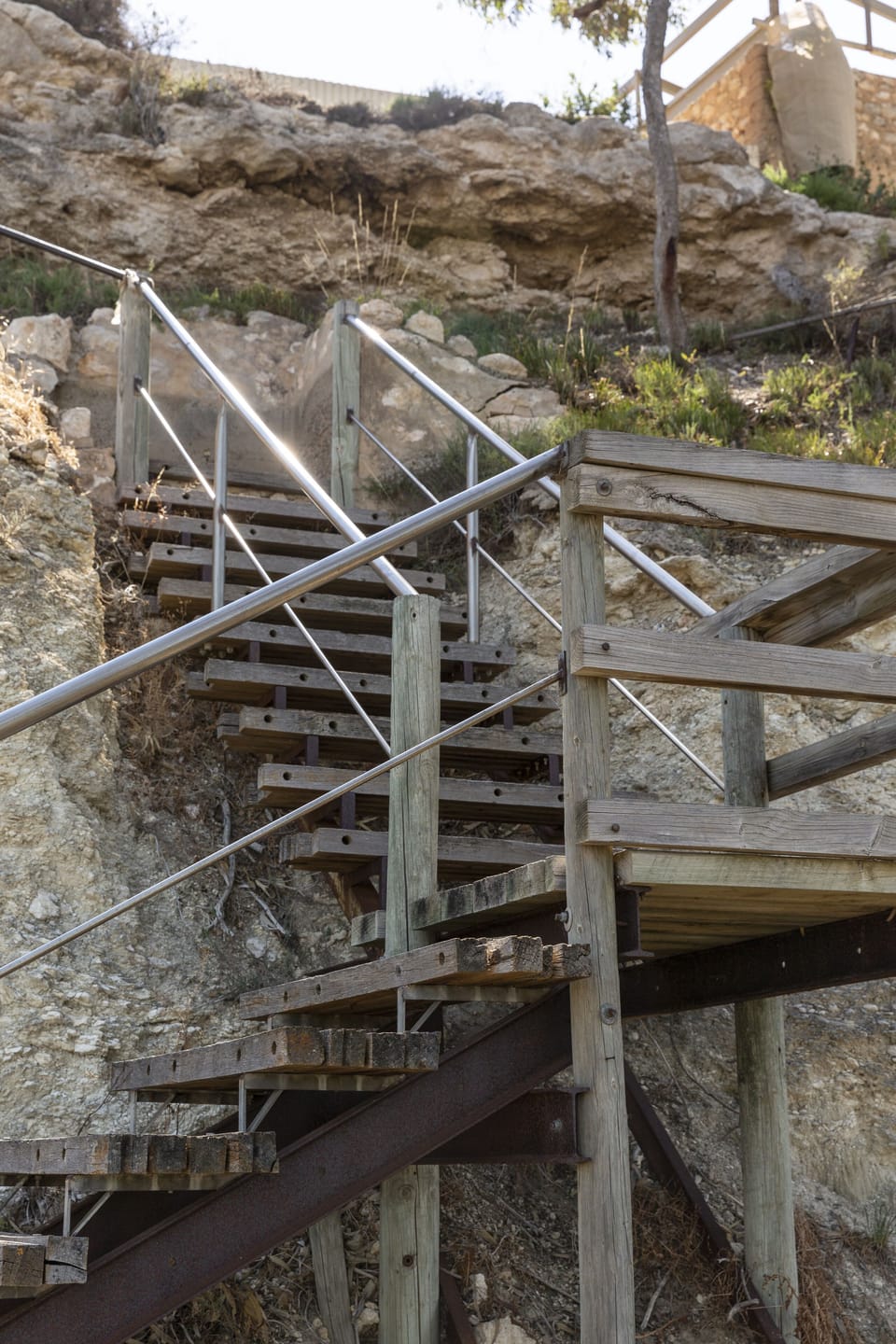 Stairs down to river frontage at Cook's House
