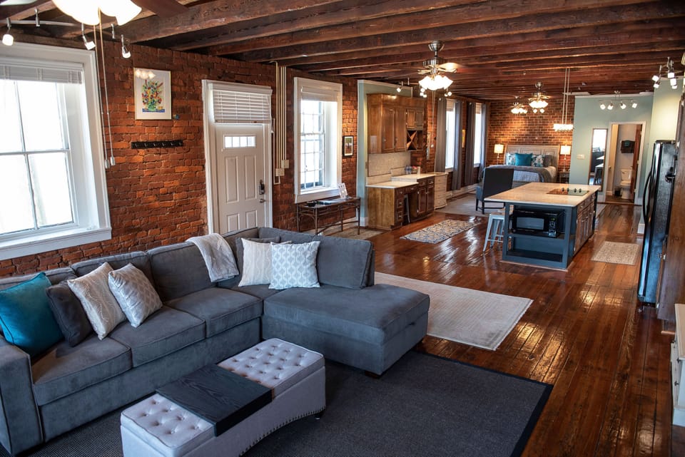 Historic and modern Cross Keys loft with open floor plan in downtown Lynchburg.