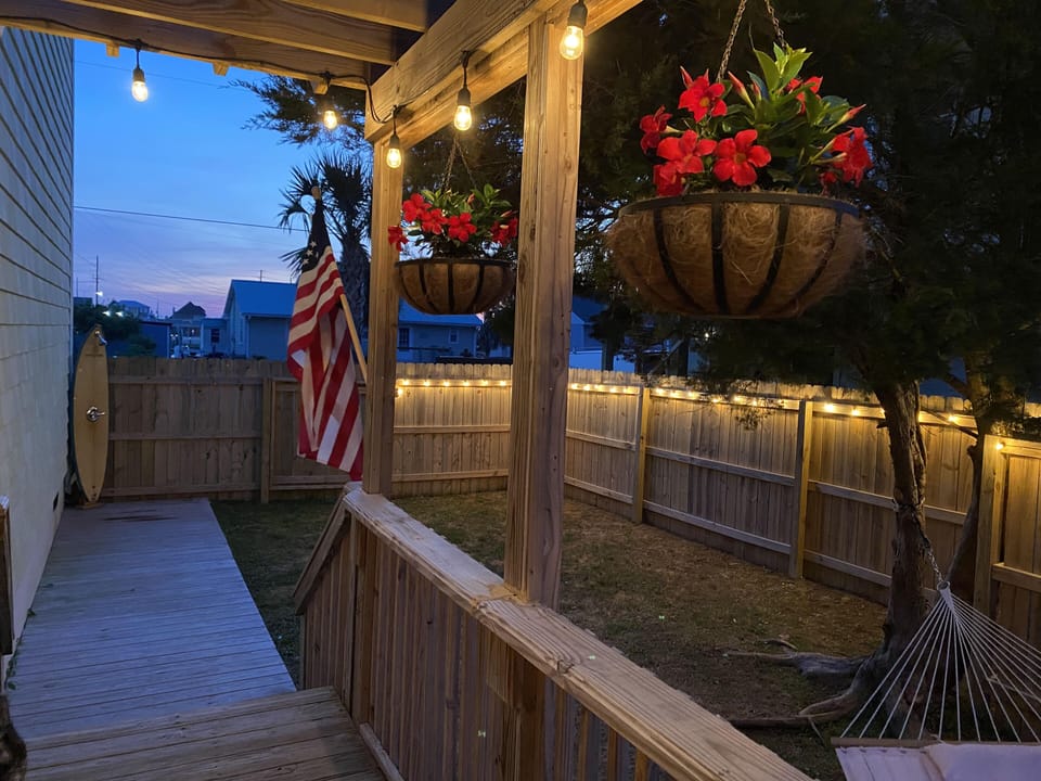 Entertainment area off private back deck