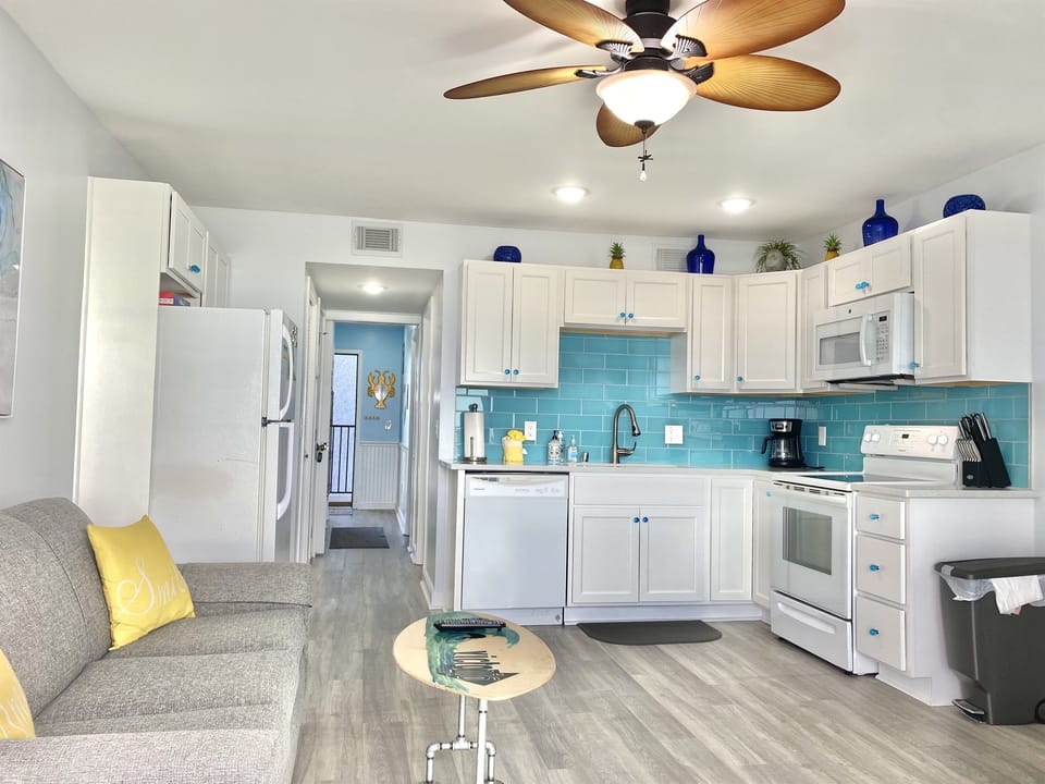 View of the kitchen & living space
