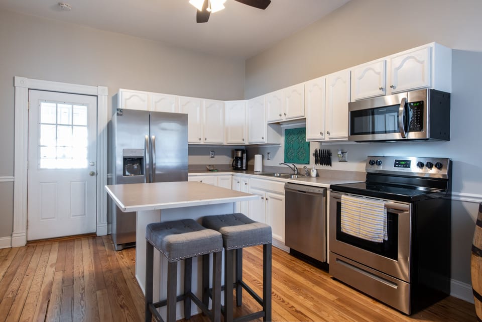 Fully stocked kitchen with new appliances