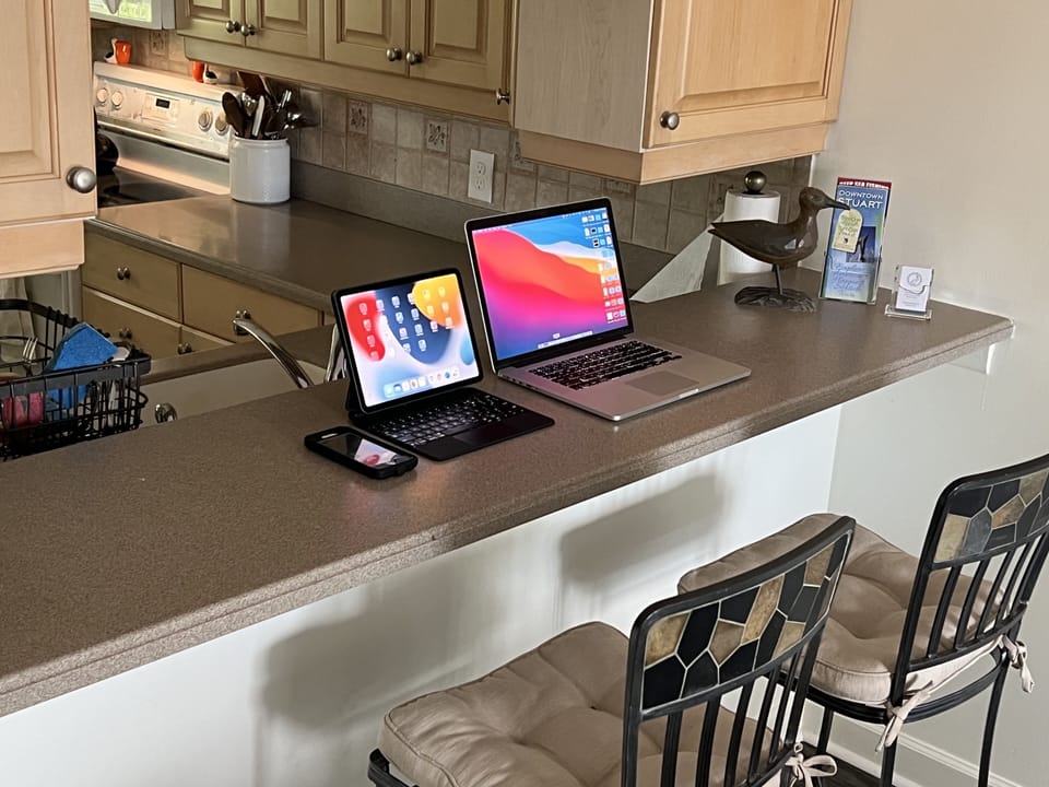 Bar area provides ideal space for those working remotely. 