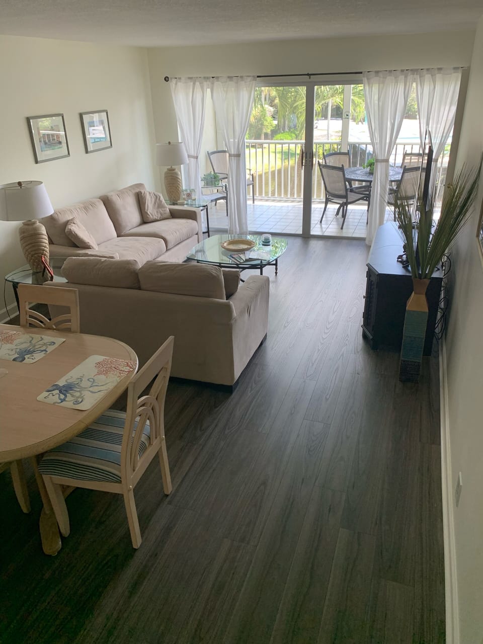 View from hallway out towards patio. 