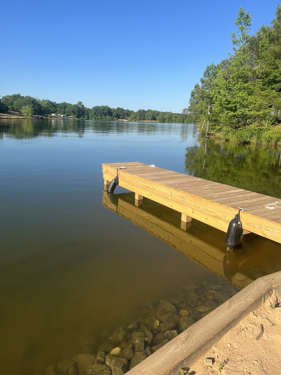 Additional fixed dock with a ladder at the end for swimming