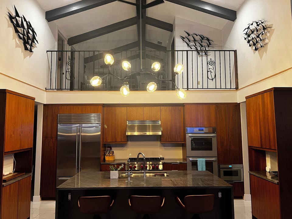 Modern kitchen with high end appliances.