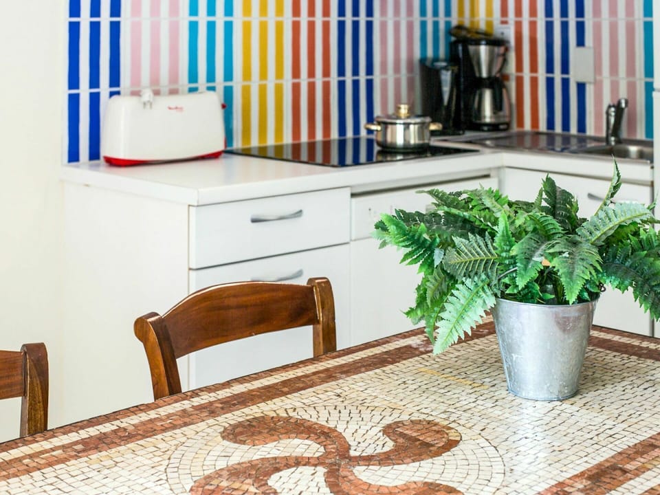 Plant, Property, Furniture, Cabinetry, Building, Blue, Interior Design, Countertop, Wood, Houseplant