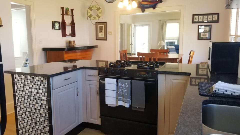 view from kitchen to the front room 