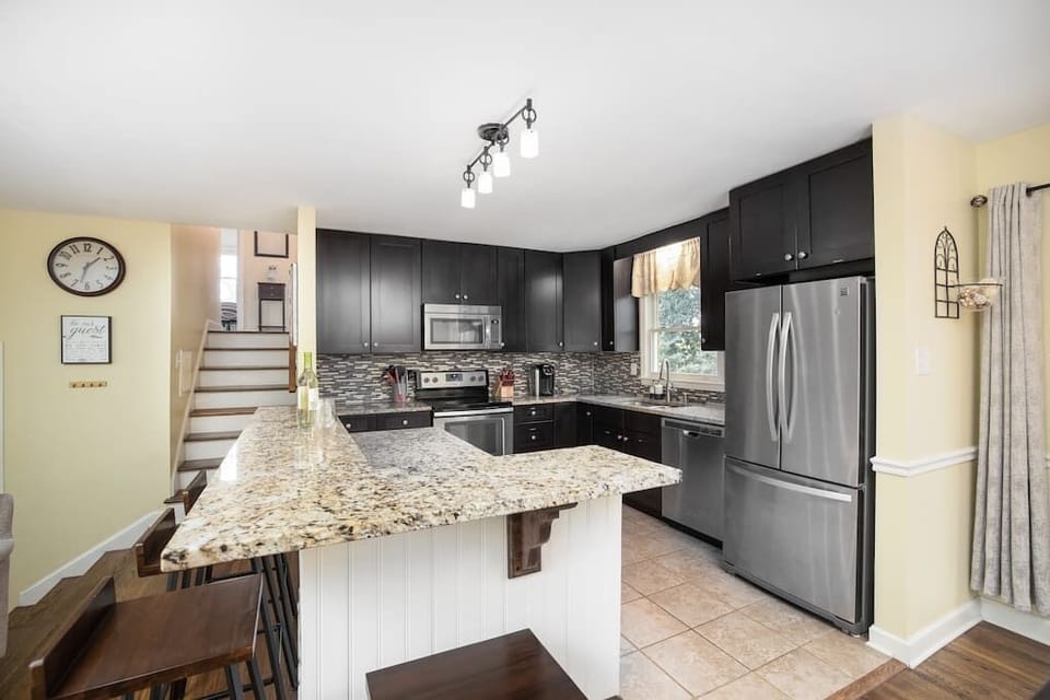 Our stocked kitchen includes with all the basic cookware and utensils you need to enjoy a home cooked meal!