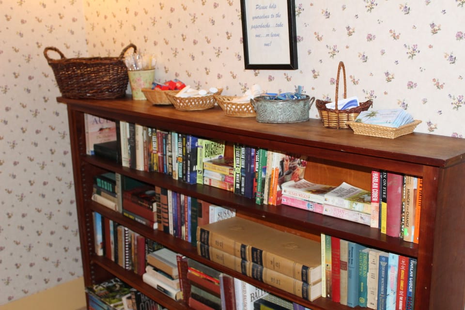 Books- take one or leave one! Toiletries available if you forgot yours! 