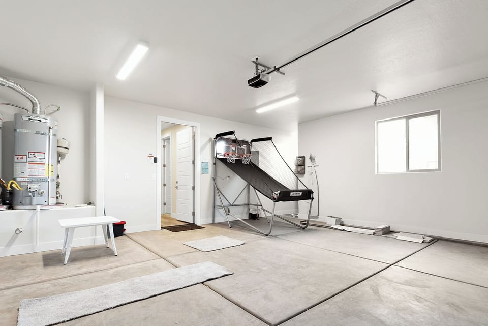 Garage featuring basketball hoops