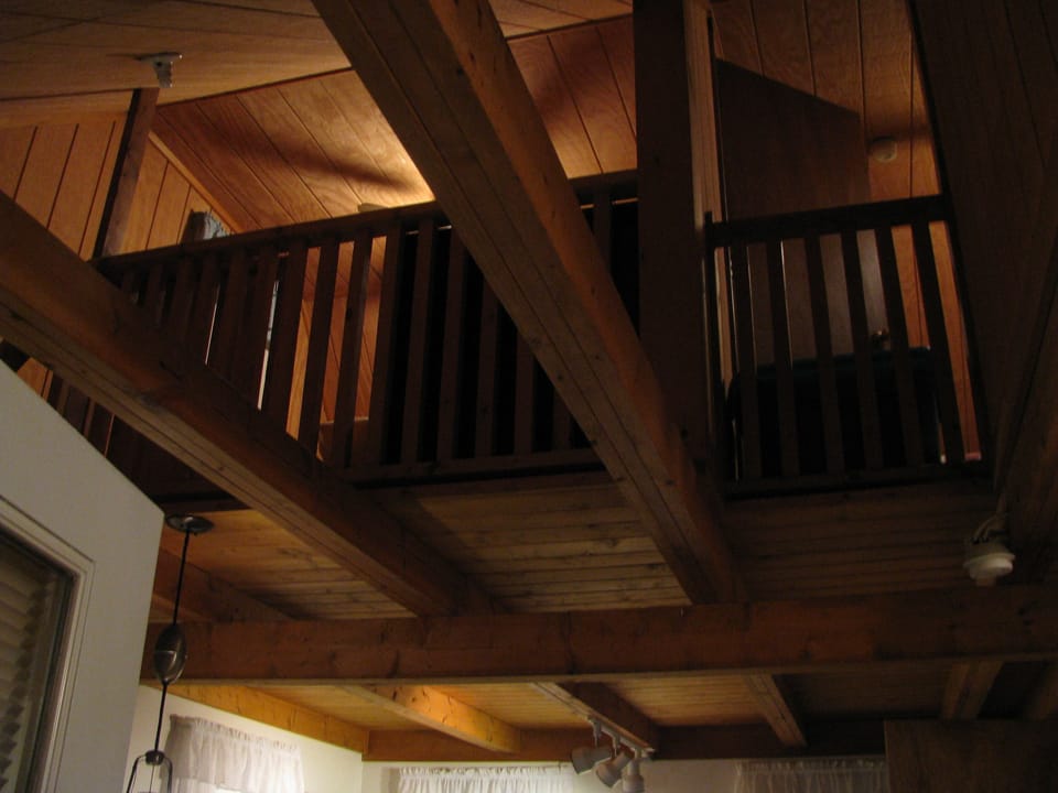 Looking up into the loft bedrooms