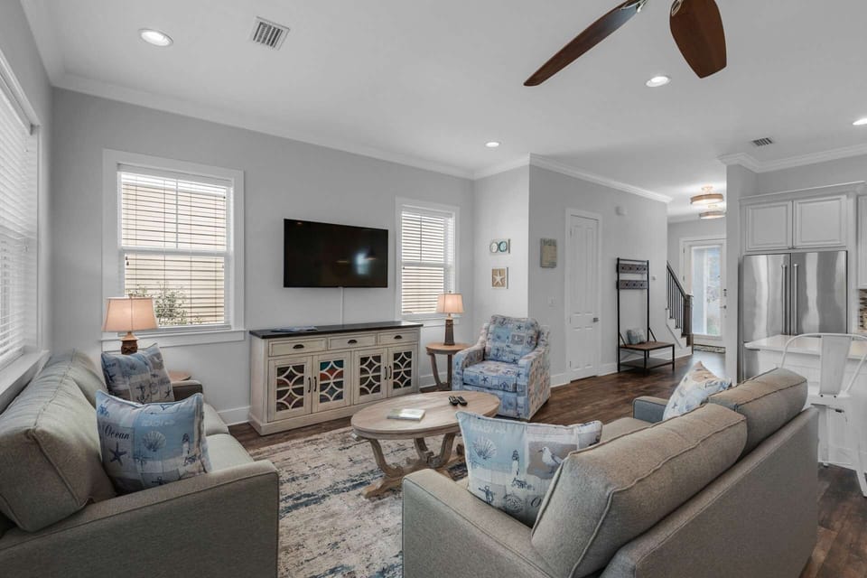 Cozy up with the whole family on the comfortable couches for movie night!