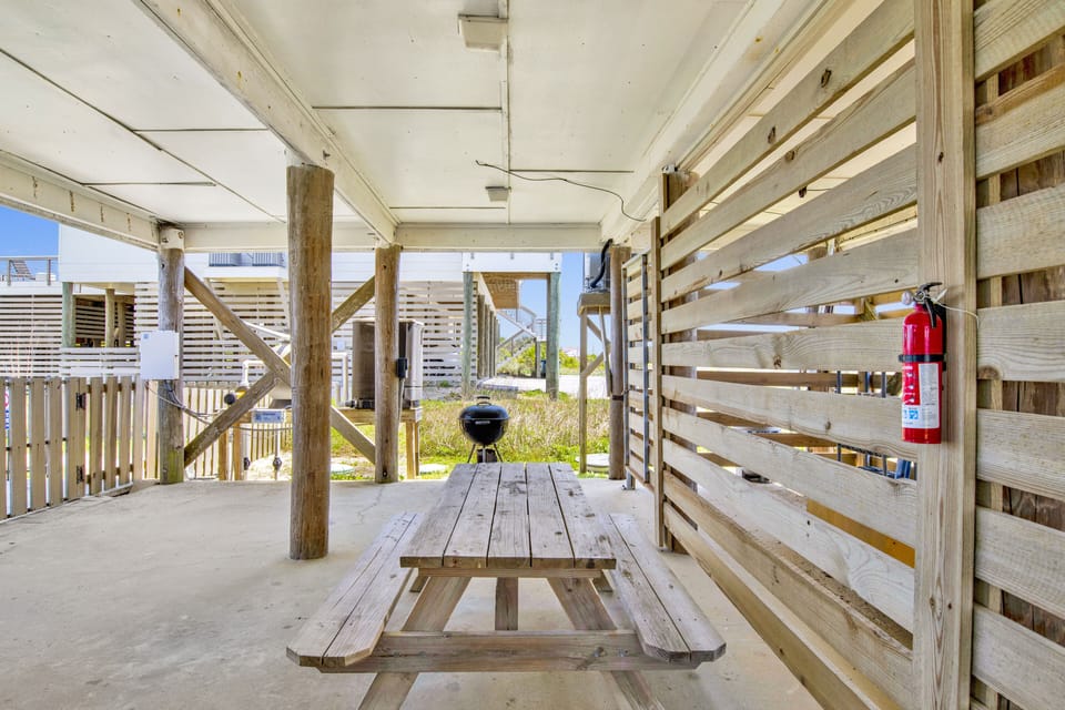 BBQ grills and picnic tables provided