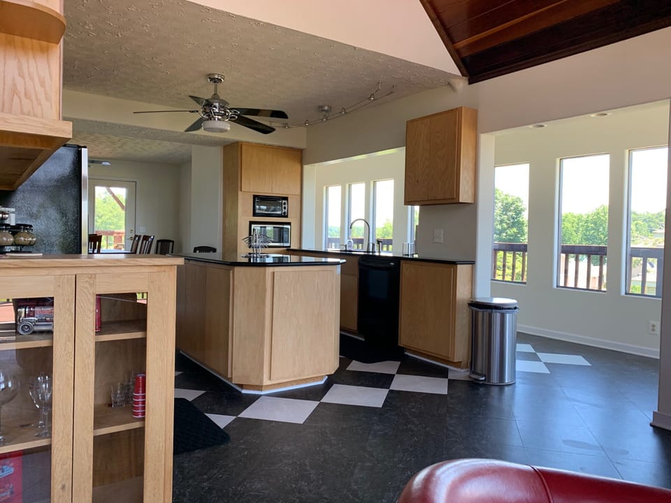 Kitchen area, middle level.