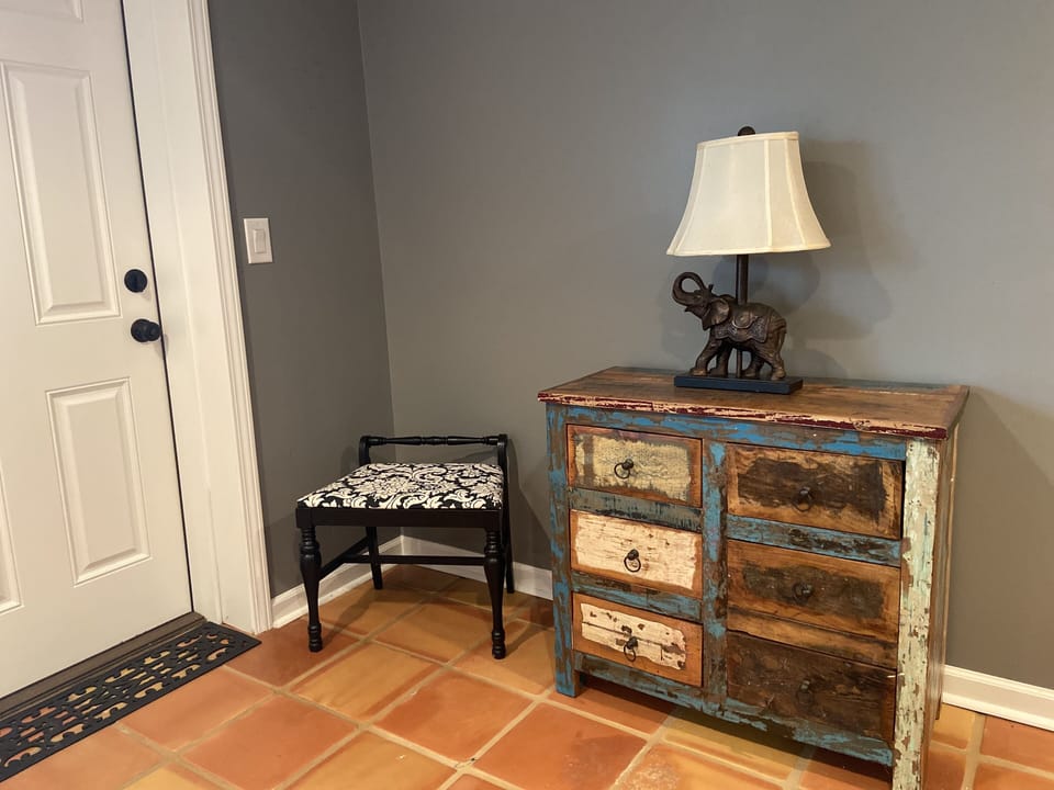 Master Bedroom Door exits the house. 