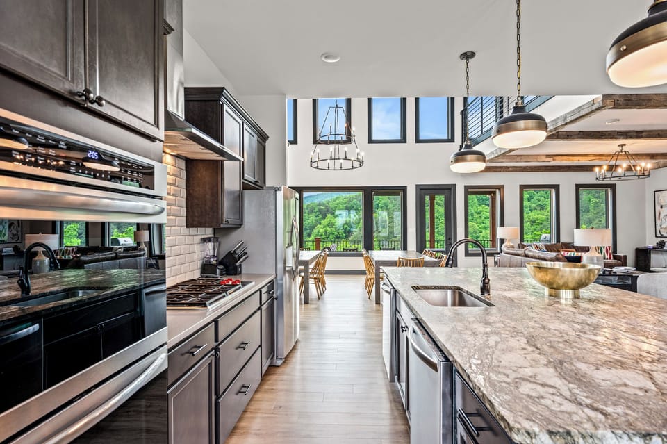 Modern appliances meet mountain charm in this well-equipped kitchen