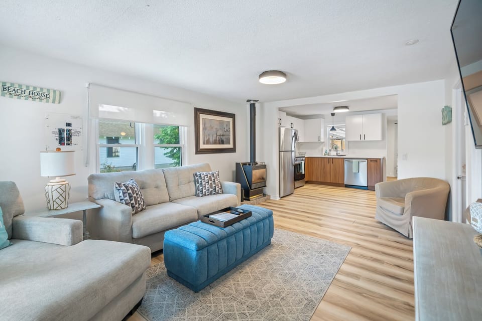Cozy gas fireplace and lots of seating for your family 