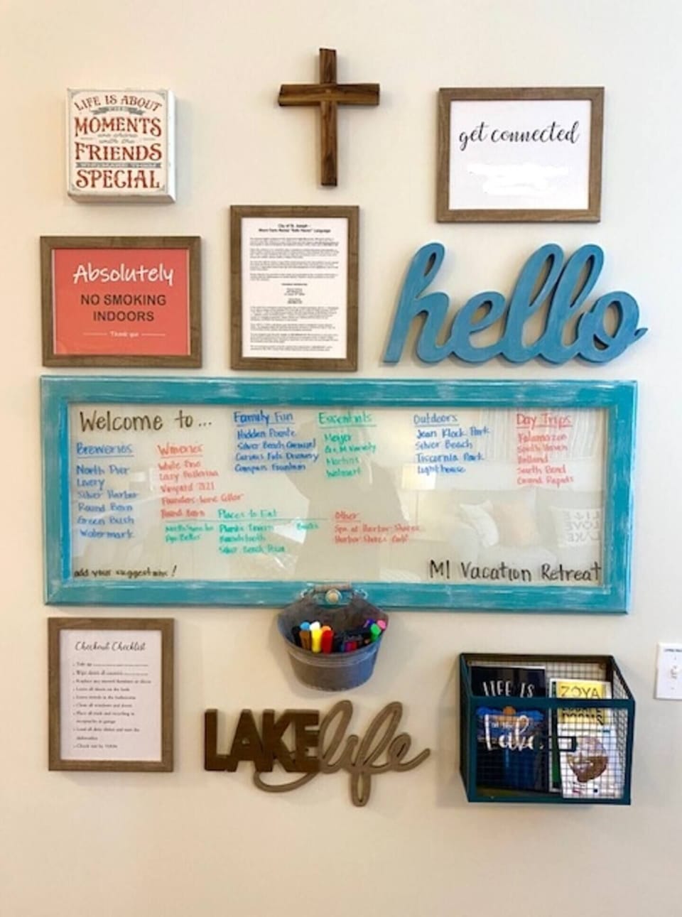 Welcome Wall with house and local information