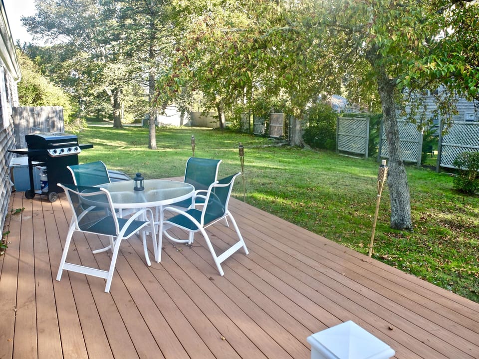 Rear Deck with Table and Gas Grill