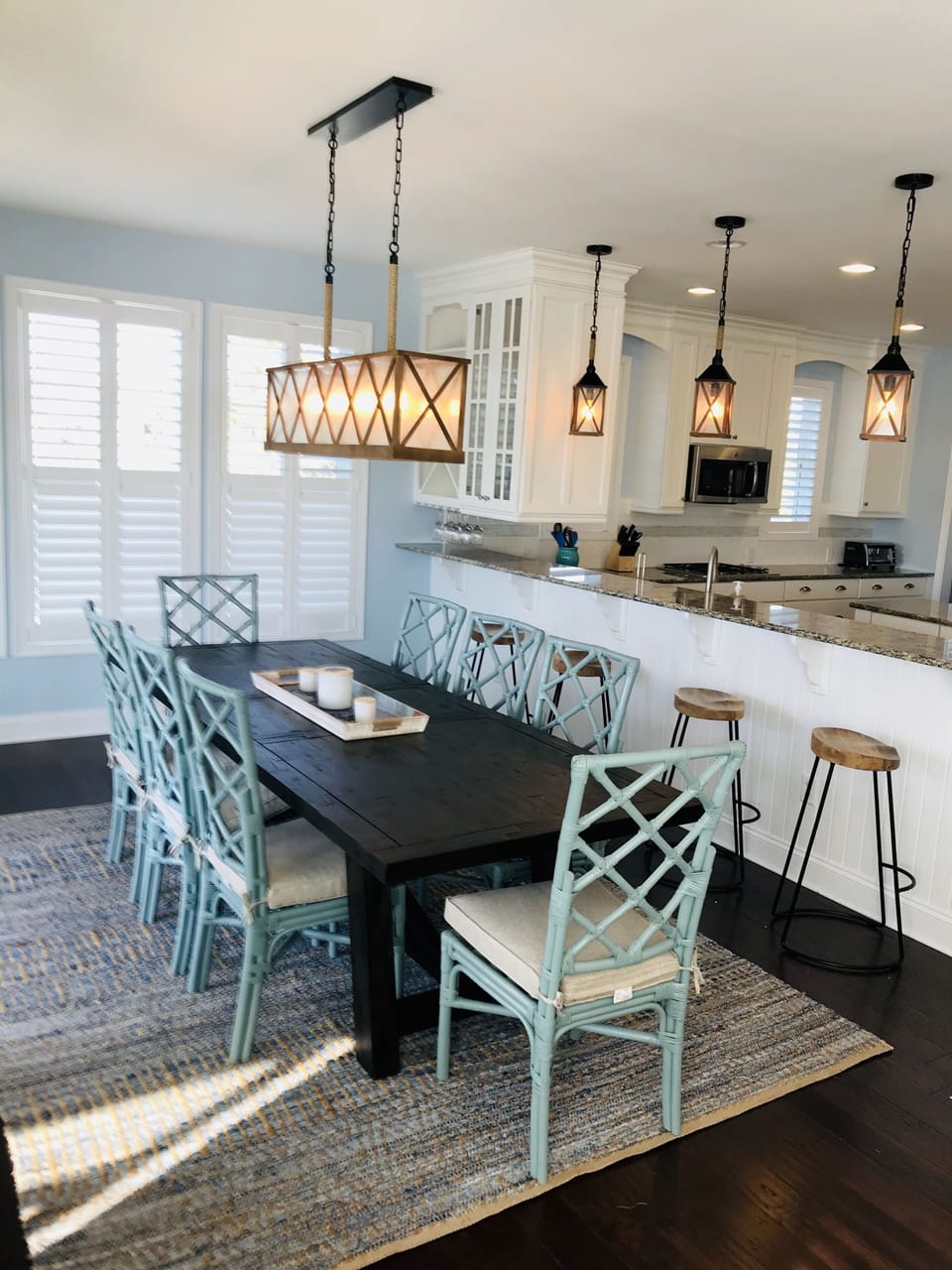 Dining table with seating for 8