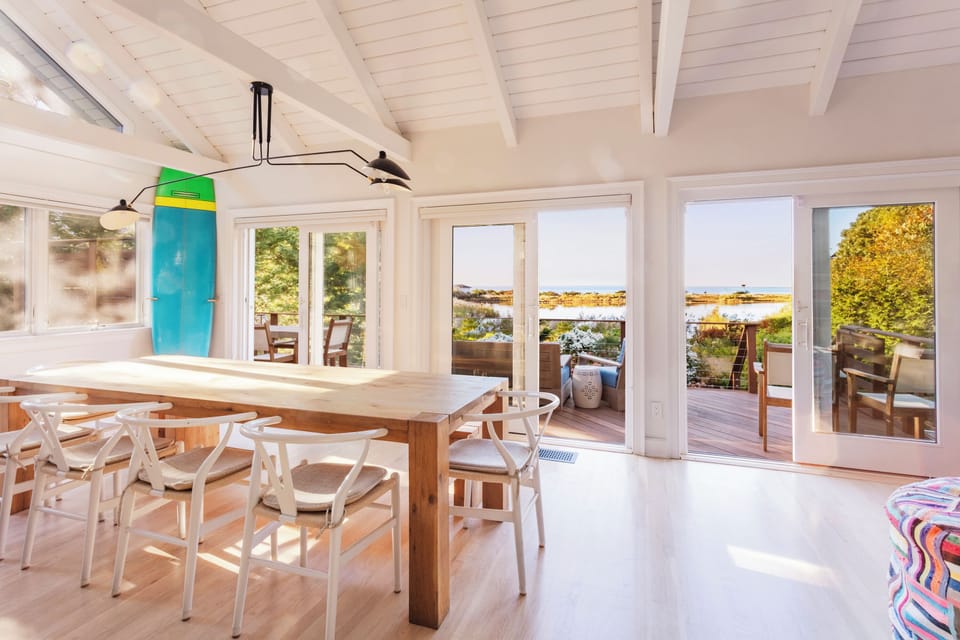 dining for 12 with sunset views over the water.
