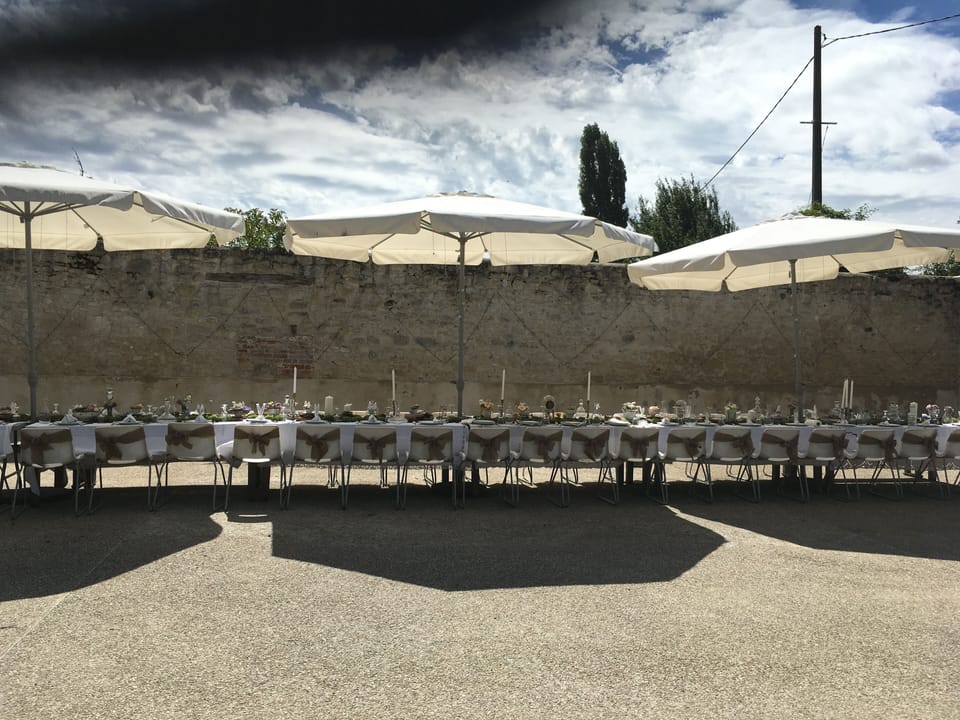 Outdoor banquet area